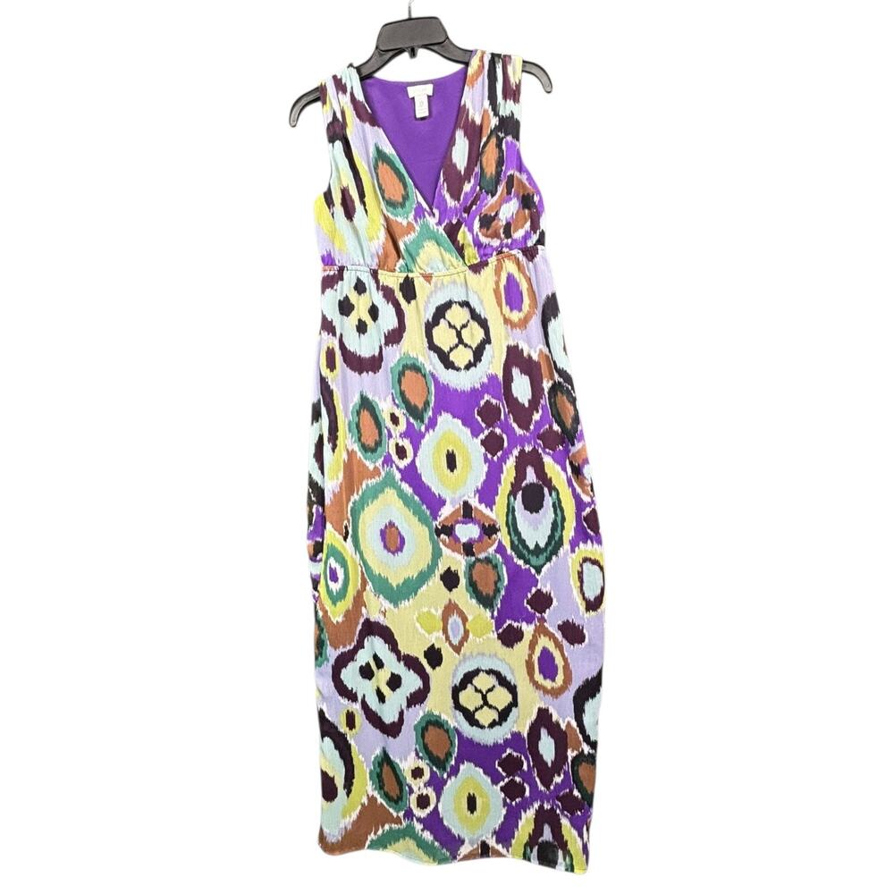 Chico’s Lined Crinkle Chiffon Maxi Dress  Purple Sleeveles Size O US S (4)